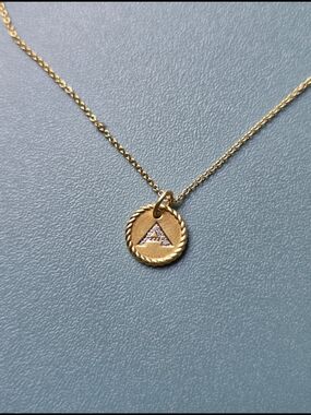 David Yurman 18k Initial 'A' Pave Diamond Pendant Necklace